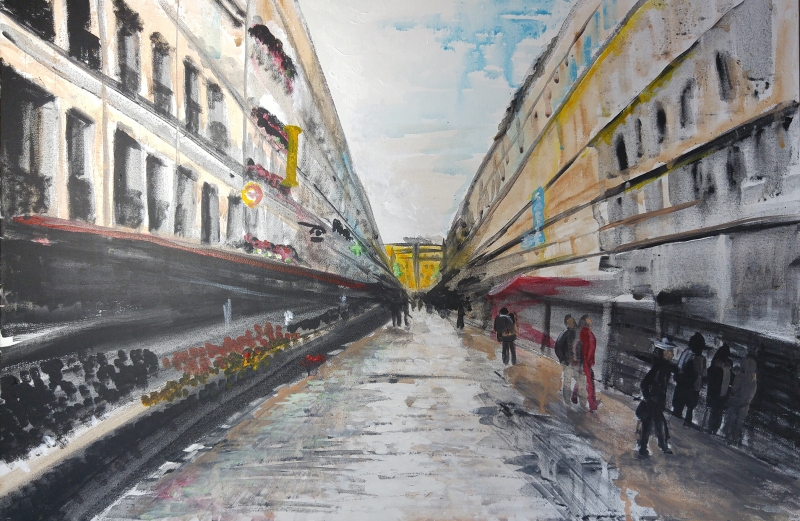 Rue Cler In The Rain by artist Eryn Zavaleta